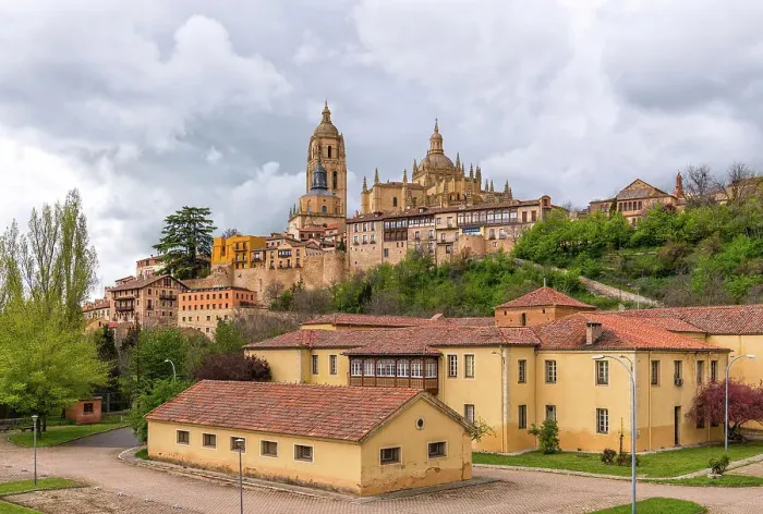 Framed Print : View towards Segovia Cathedral, Segovia, Castile and Leon, Spain