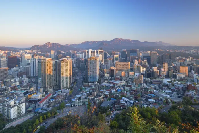 Framed Print : View of Seoul at sunrise, South Korea Framed Print : View of Seoul at sunrise, South Korea