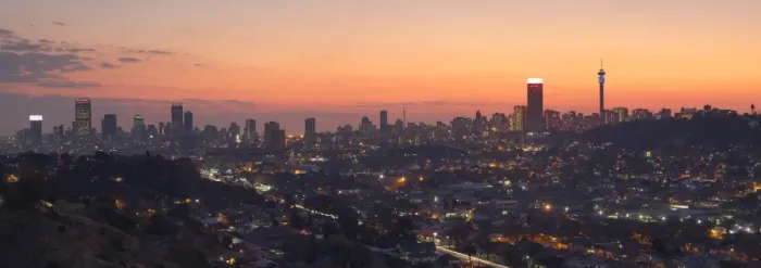 Framed Print : View of skyline at sunset, Johannesburg, Gauteng, South Africa