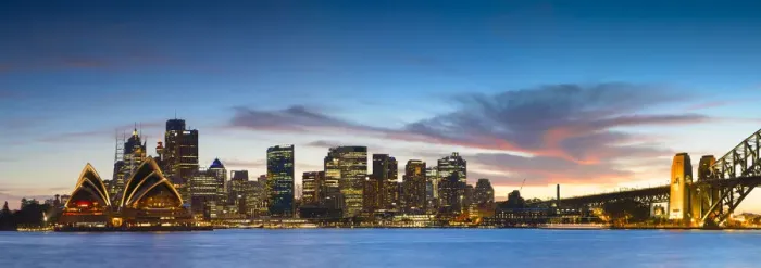 Framed Print : View of skyline at sunset, Sydney, New South Wales, Australia Framed Print : View of skyline at sunset, Sydney, New South Wales, Australia