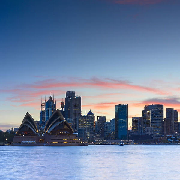 View of skyline at sunset, Sydney, New South Wales, Australia