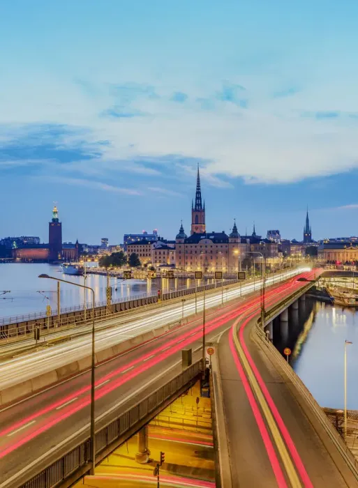 Framed Print : View over Sodra Jarnvagsbron Bridge towards the Riddarholmen Church and City Hall at dusk, Stockholm, Stockholm County, Sweden Framed Print : View over Sodra Jarnvagsbron Bridge towards the Riddarholmen Church and City Hall at dusk, Stockholm, Stockholm County, Sweden