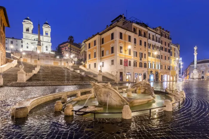 Framed Print : View of Spanish Square, the fountain of the Barcaccia, the Spanish steps Framed Print : View of Spanish Square, the fountain of the Barcaccia, the Spanish steps