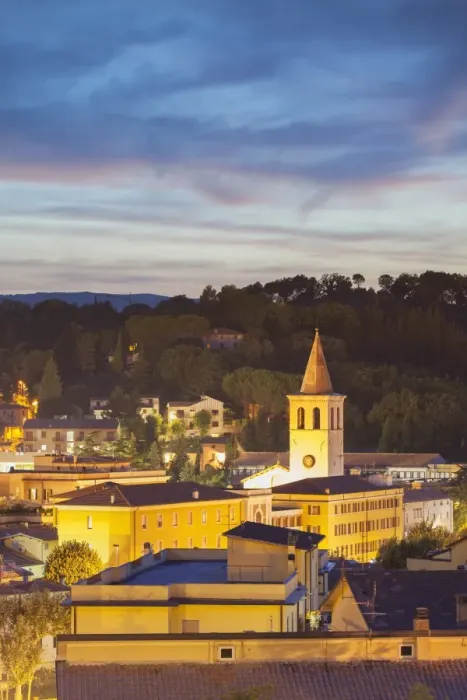 Framed Print : View of Spoleto at dusk, Umbria, Italy