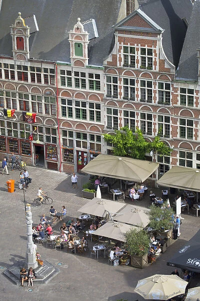 View of square in Patershol, Ghent, Flanders, Belgium