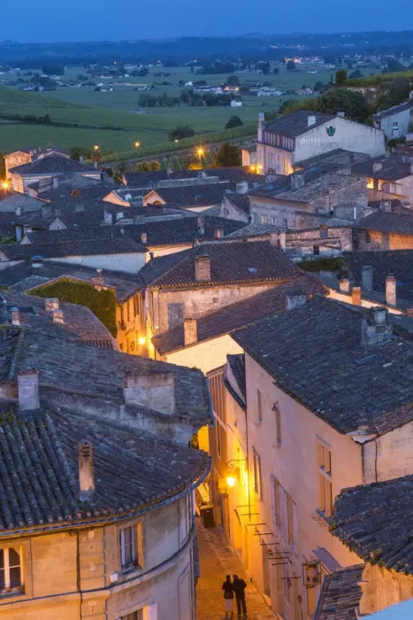 Framed Print : View over St. Emilion at dusk, Gironde, Aquitaine, France