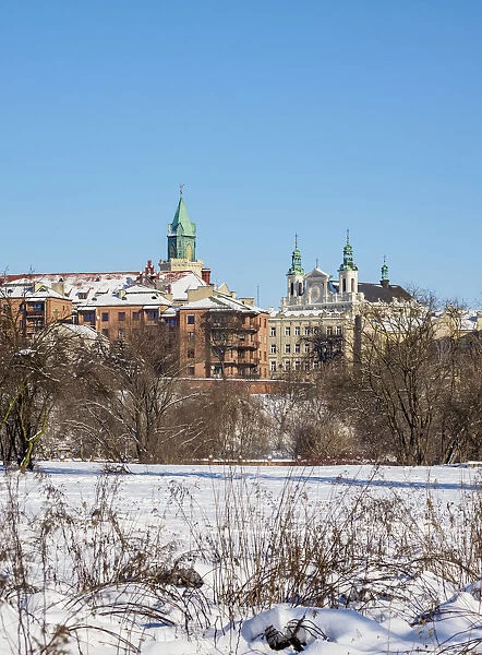 View towards the St John the Baptist Cathedral and Trinitarian Tower, winter, Lublin