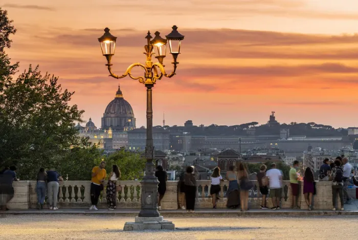 Framed Print : View over St. Peters Basilica at sunset from Pincio terrace, Rome, Lazio, Italy Framed Print : View over St. Peters Basilica at sunset from Pincio terrace, Rome, Lazio, Italy
