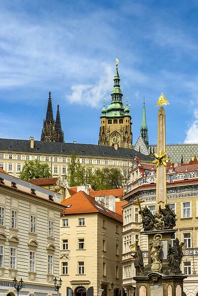 View of St. Vitus Cathedral and Prague Castle complex, Mala Strana district, Prague