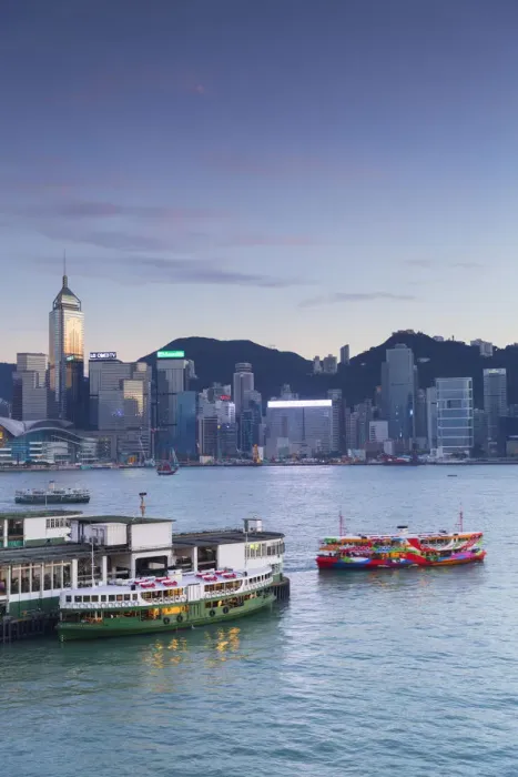 Framed Print : View of Star Ferry Terminal and Hong Kong Island skyline, Hong Kong, China Framed Print : View of Star Ferry Terminal and Hong Kong Island skyline, Hong Kong, China