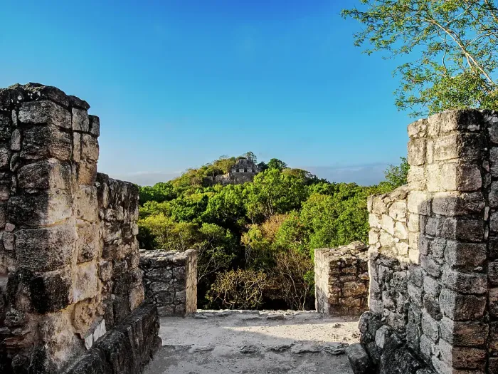 Framed Print : View from Structure VII towards Structure II, Calakmul Archaeological Site, Campeche State, Mexico Framed Print : View from Structure VII towards Structure II, Calakmul Archaeological Site, Campeche State, Mexico