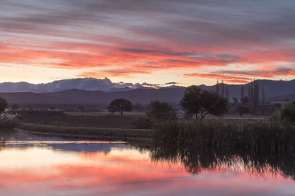 View of Swartberg Mountains at sunset, Oudtshoorn, Western Cape, South Africa