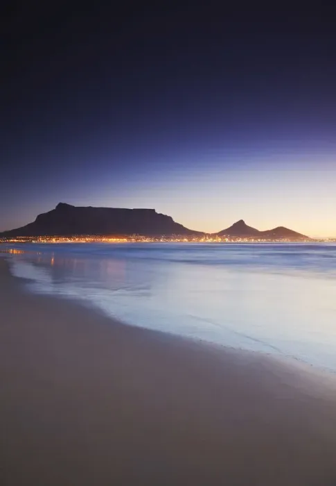 Framed Print : View of Table Mountain at sunset from Milnerton beach, Cape Town, Western Cape, South Framed Print : View of Table Mountain at sunset from Milnerton beach, Cape Town, Western Cape, South