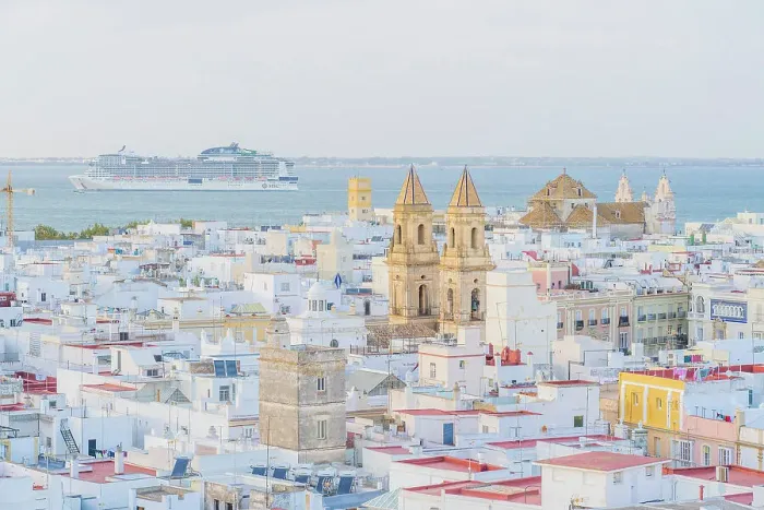 Framed Print : The view from Tavira Tower, Cadiz, Andalusia, Spain