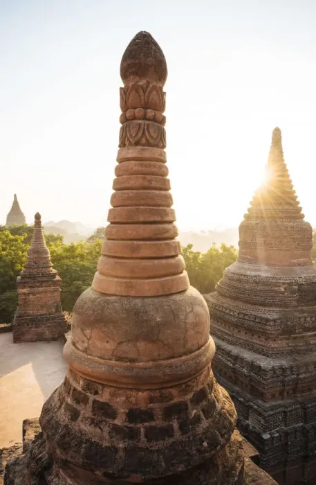 Framed Print : View of Temples at dawn, Bagan, Mandalay Region, Myanmar Framed Print : View of Temples at dawn, Bagan, Mandalay Region, Myanmar