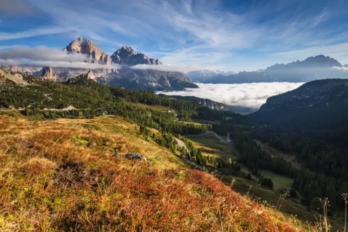 Framed Print : View of Tofane and Cristallo groups from Giau pass, Cortina d Ampezzo, Belluno district Framed Print : View of Tofane and Cristallo groups from Giau pass, Cortina d Ampezzo, Belluno district