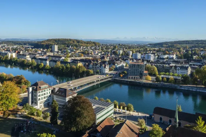 Framed Print : View from the tower of St. Ursen cathedral on Solothurn, Switzerland Framed Print : View from the tower of St. Ursen cathedral on Solothurn, Switzerland