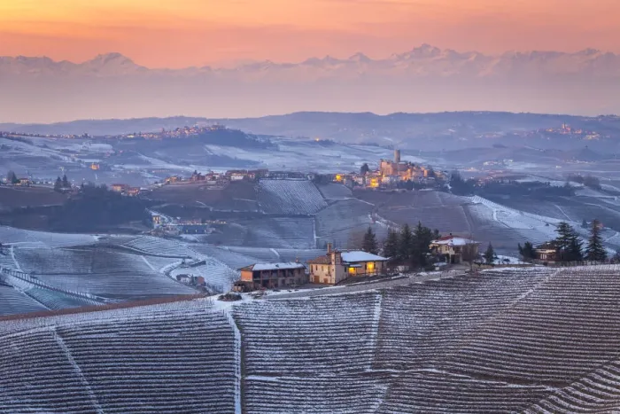 Framed Print : View of the town and castle of Castiglione Falletto and La Morra from Serralunga d& Framed Print : View of the town and castle of Castiglione Falletto and La Morra from Serralunga d&