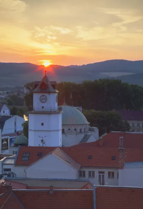 Framed Print : View of town gate at sunset, Trencin, Trencin Region, Slovakia Framed Print : View of town gate at sunset, Trencin, Trencin Region, Slovakia