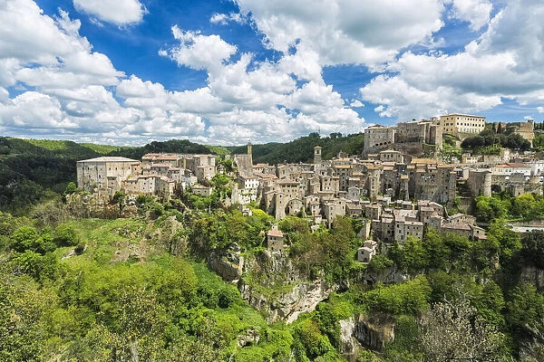 View over the town of Sorano, Tuscany, Italy