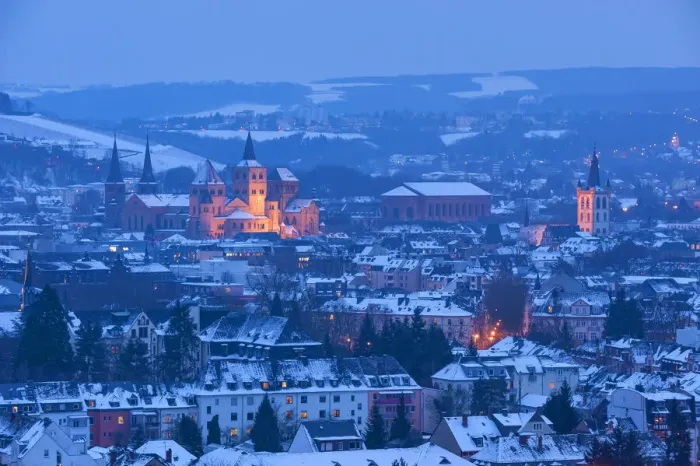 Framed Print : View at Treves in winter, Mosel valley, Rhineland-Palatinate, Germany Framed Print : View at Treves in winter, Mosel valley, Rhineland-Palatinate, Germany