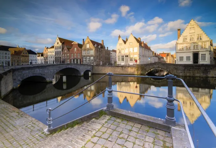 Framed Print : View of the typical buildings reflected on the canal at sunrise from a terrace Framed Print : View of the typical buildings reflected on the canal at sunrise from a terrace
