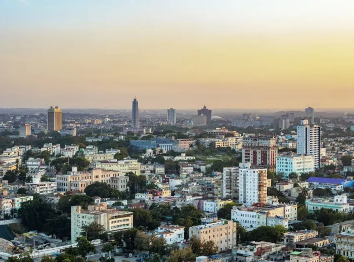Framed Print : View over Vedado towards Revolution Square at sunset, Havana, La Habana Province, Cuba Framed Print : View over Vedado towards Revolution Square at sunset, Havana, La Habana Province, Cuba