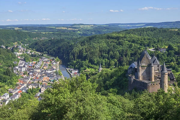 View at Vianden with Castle, Kanton Vianden, Luxembourg