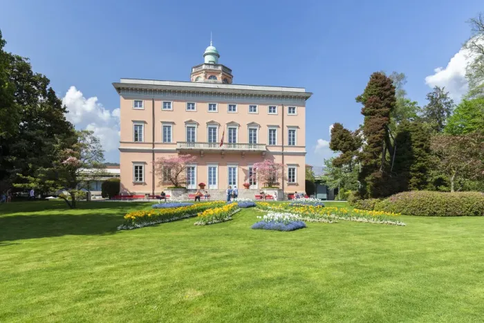Framed Print : View of Villa Ciani in Lugano city on a spring day, Canton Ticino, Switzerland Framed Print : View of Villa Ciani in Lugano city on a spring day, Canton Ticino, Switzerland