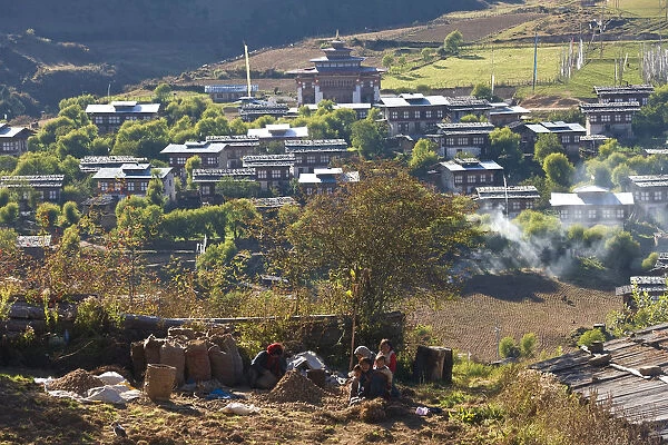 View of village, Ura Village, Ura valley, Bumthang, Bhutan