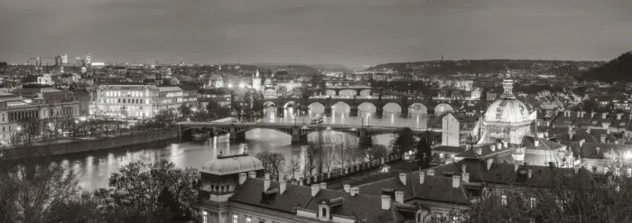 Framed Print : View of the Vltava River and Prague, Czech Republic