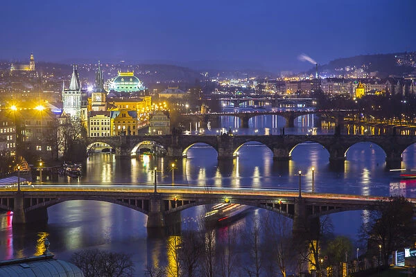 View of the Vltava River and Prague, Czech Republic