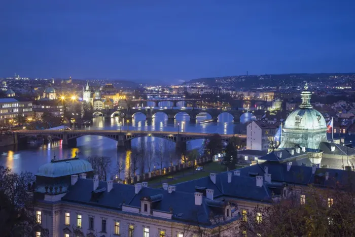Framed Print : View of the Vltava River and Prague, Czech Republic Framed Print : View of the Vltava River and Prague, Czech Republic