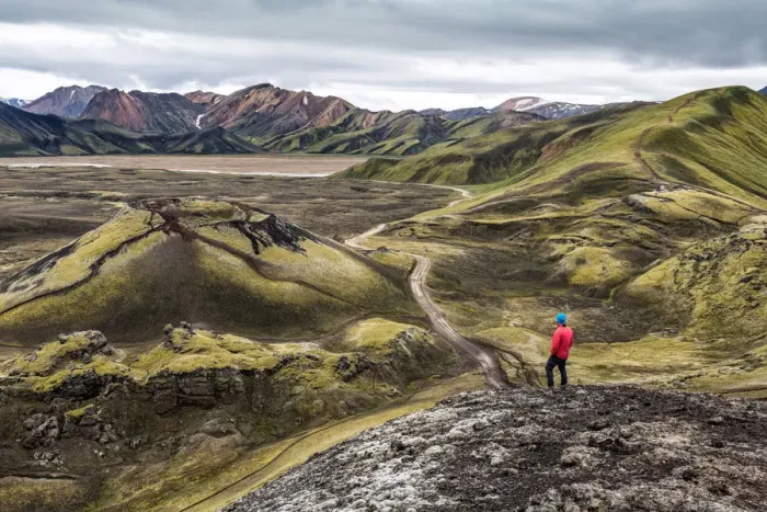Framed Print : A view towards volcanic crater Stutur and Landmannalaugar mountains, Highlands, Iceland Framed Print : A view towards volcanic crater Stutur and Landmannalaugar mountains, Highlands, Iceland