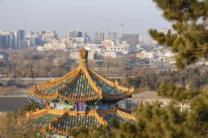 Framed Print : View of west Beijing from Jingshan Park, Beijing, China Framed Print : View of west Beijing from Jingshan Park, Beijing, China