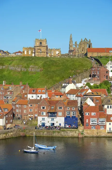 Framed Print : View towards Whitby Abbey and St Mary Church over River Esk, Whitby, North Yorkshire, England Framed Print : View towards Whitby Abbey and St Mary Church over River Esk, Whitby, North Yorkshire, England