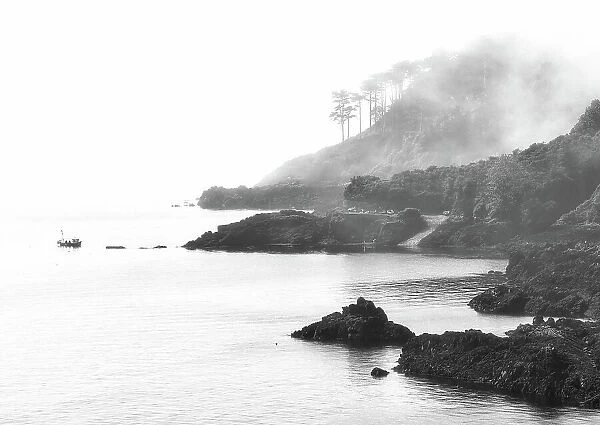 Views from the Fermain Bay in the morning fog, Guernsey, Channel Islands