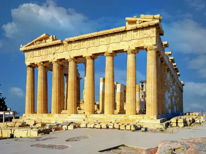 Framed Print : Views over Ruins of the Temple of Parthenon Acropolis, UNESCO World Heritage Site, Athens, Greece