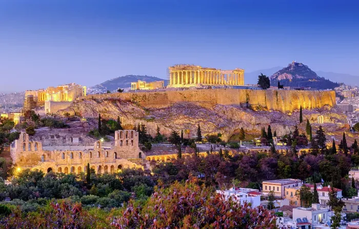 Framed Print : Views over Ruins of the Temple of Parthenon and the City of Athens, Acropolis, UNESCO World Heritage Site, Athens, Greece