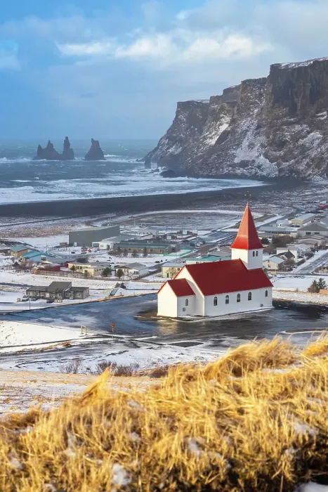 Framed Print : Vikurkirkja, Vik's church with red rooftop. Vik i Myrdal, Sudurland, Iceland Framed Print : Vikurkirkja, Vik's church with red rooftop. Vik i Myrdal, Sudurland, Iceland