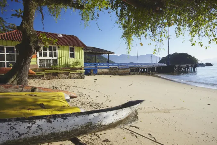 Framed Print : Vila do Abraao beach, Ilha Grande, Rio de Janeiro State, Brazil Framed Print : Vila do Abraao beach, Ilha Grande, Rio de Janeiro State, Brazil