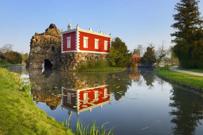Framed Print : Villa Hamilton, Stein island, Woerlitzer Park, UNESCO World Heritage Site Dessau-Woerlitzer Gartenreich, Woerlitz, Saxony-Anhalt, Germany, Europe