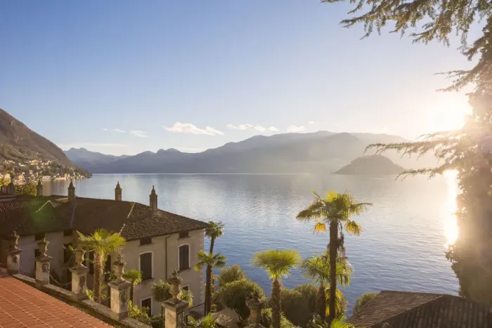 Framed Print : Villa Monastero overview and Lecco lake in the background, Varenna, Lecco province Framed Print : Villa Monastero overview and Lecco lake in the background, Varenna, Lecco province