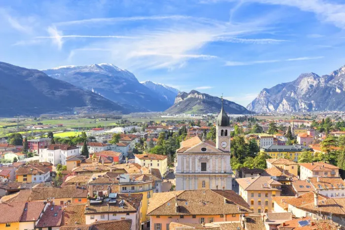 Framed Print : Village from above. Arco di Trento, Trento province, Trentino Alto Adige, Italy
