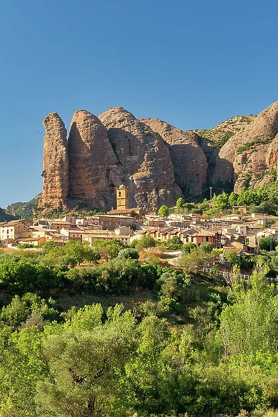 Village of Aguero, Huesca province, Aragon, Spain