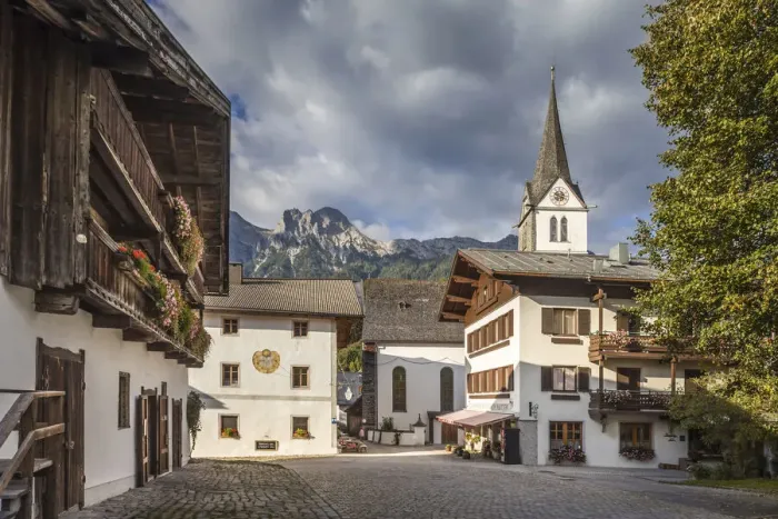 Framed Print : Village center of Leogang, Salzburger Land, Austria Framed Print : Village center of Leogang, Salzburger Land, Austria
