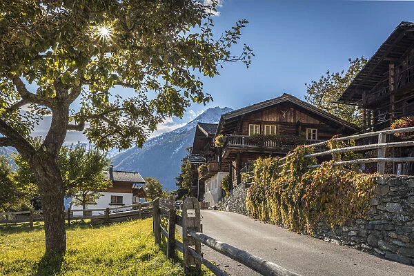Village center of Obermauern, Virgen valley, East Tyrol, Austria