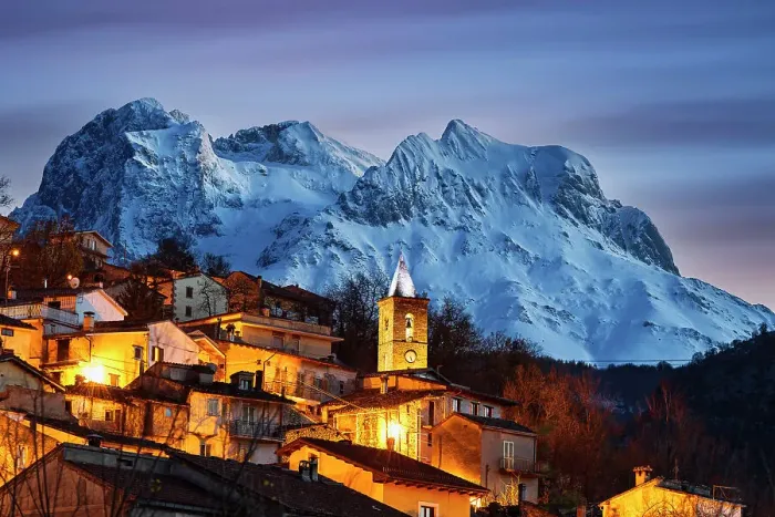 Framed Print : Village of Cerqueto with Gran Sasso mountains in the background, Gran Sasso and Monti della Laga national park, Teramo province, Abruzzo, Italy Framed Print : Village of Cerqueto with Gran Sasso mountains in the background, Gran Sasso and Monti della Laga national park, Teramo province, Abruzzo, Italy