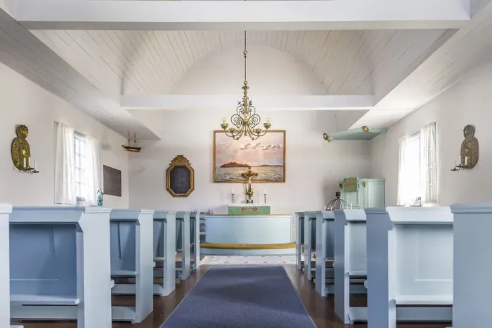 Framed Print : Village church in Landsort on the archipelago island of A-ja, Stockholm County, Sweden Framed Print : Village church in Landsort on the archipelago island of A-ja, Stockholm County, Sweden
