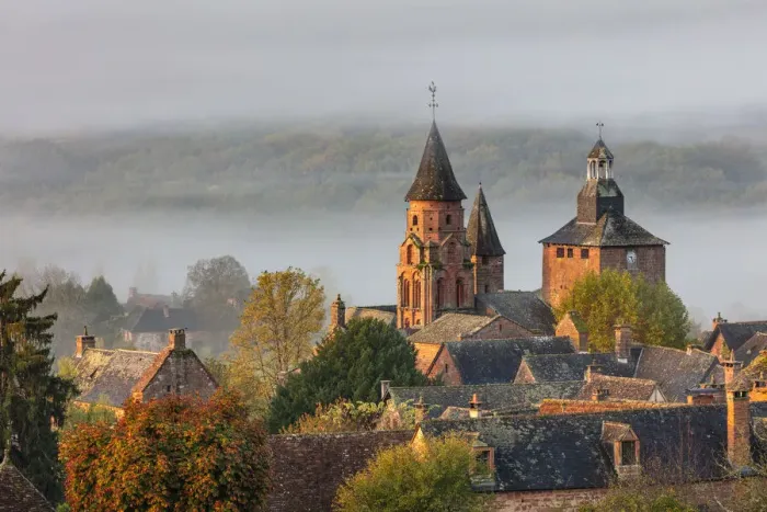 Framed Print : The village of Collonges-la-Rouge on a misty morning, Correze, Nouvelle-Aquitaine, France Framed Print : The village of Collonges-la-Rouge on a misty morning, Correze, Nouvelle-Aquitaine, France